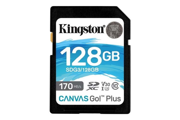 Kingston SDG3-128GB 128GB SDXC Canvas Go Plus 170R C10 UHS-I U3 V30 Hafıza Kartı