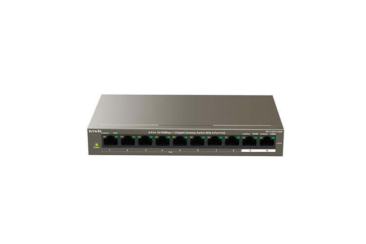 Tenda TEF1110P-8-102W 10 Port 8 Port Poe+ 10-100 + 2 Port 10-100-1000 Switch