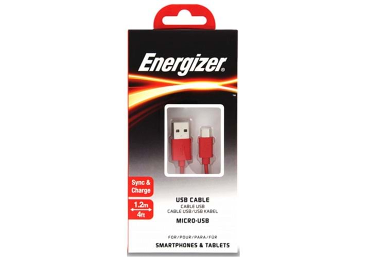 Energizer C12UBMCGRD4 1.2m Flat Micro Kırmızı Usb Kablosu