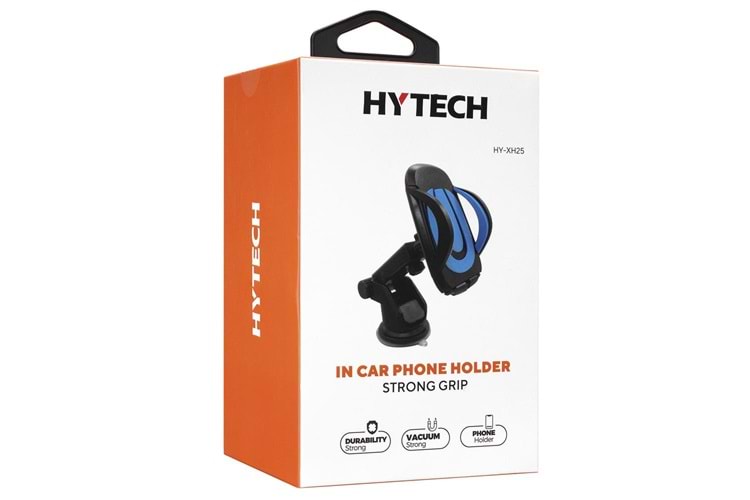 HYTECH HY-XH25 Vantuz + Braketi 360 Derece Siyah-Mavi Telefon Tutucu