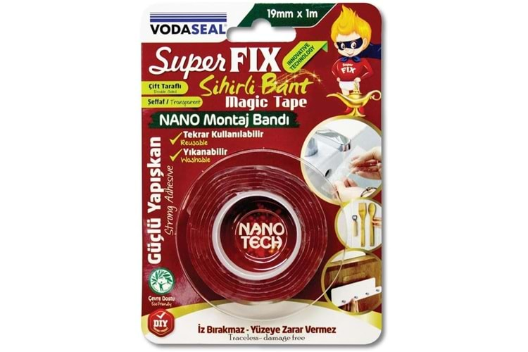 Vodaseal Çift Taraflı Montaj Bandı 19mmX1 Mt Şeffaf Vhb Bandı (Banyo- Mutfak- Cam-Ayna)