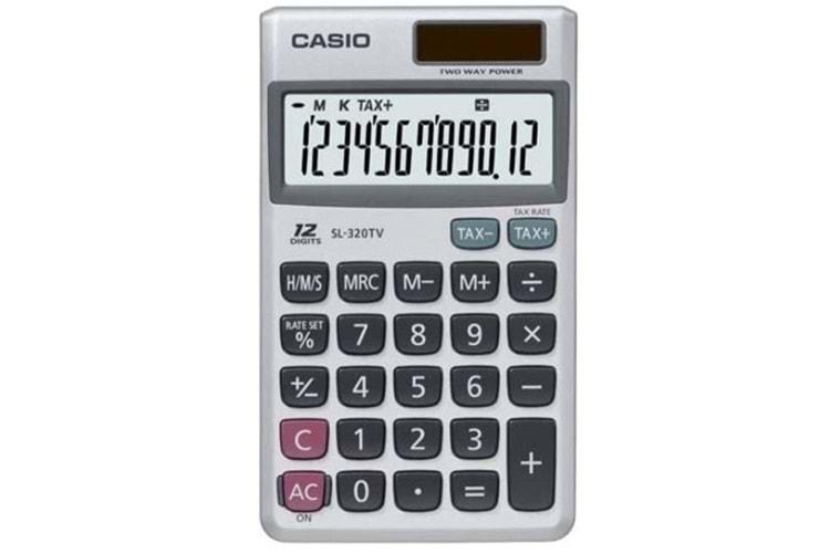 Casio SL-320TV-W-DP 12 Hane Cep Tipi Hesap Makinesi