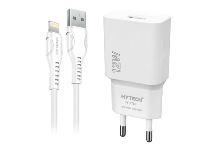 Hytech HY-XT50M 12W 5V 2.4A Micro USB Kablolu Beyaz Kablo + Ev Şarj Adaptör