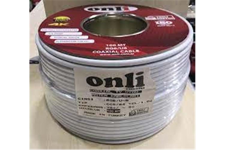 Onli RG6-U6 80 Tel 1,02 CCS-AL 100 metre Anten Uydu Kablosu