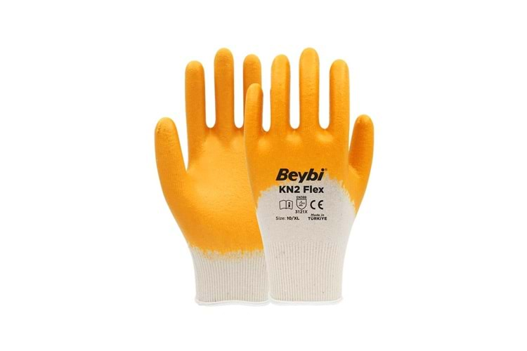 Beybi Nitril PMK KN2 Flex 10 Beden Nitril Kaplı Pamuk Eldiven (3121x)¾ Nitril Kaplıdır