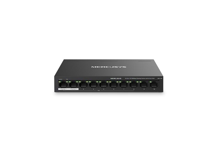 Tp-Link Mercusys MS110P 8 Port 10-100 Mbps Poe+ 2 Port 10-100 Switch Metal Kasa