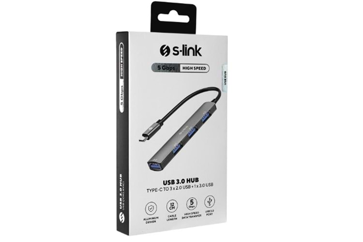 S-link SW-U324 3-USB2.0, 1-USB3.0 Type-C Metal USB Hub