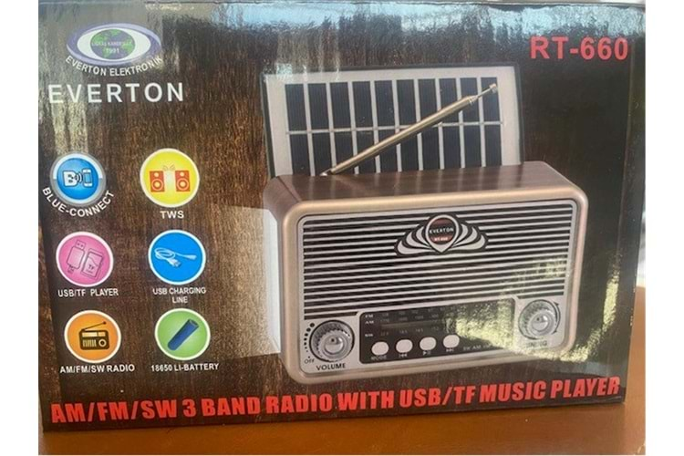 Everton Rt-660 Bluetooth Fm-Usb-Tf-Aux Şarjlı Nostaljik Radyo