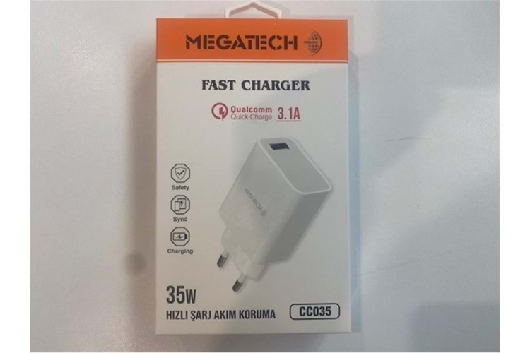 Megatech CC035 35W Usb Ev Şarj Kafa 3.1A Hızlı Şarj