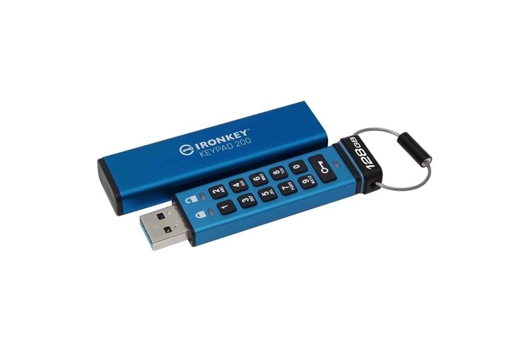 Kingston IKKP200-128GB 128GB IronKey Keypad 200, FIPS 140-3 Lvl 3 (Pending) Flash Bellek