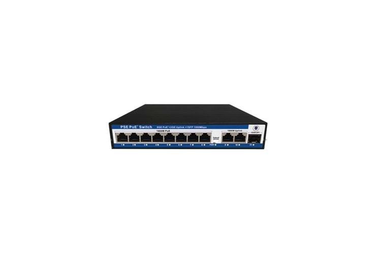Nova NVC-PSEG0821 8 Port Poe+ 10-100-1000 Mbps 2 Port 10-100-1000 Mbps Uplink 1 Port SFP Switch 120W