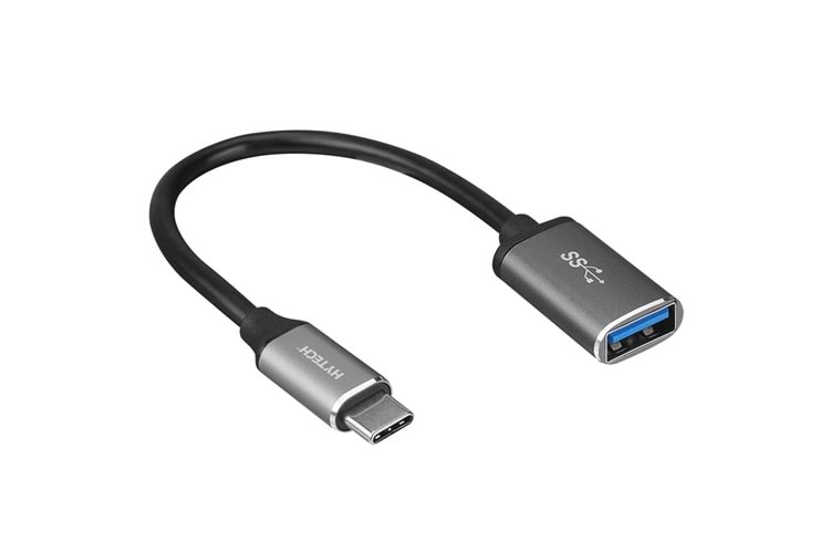 Hytech HY-XO22 Gümüş USB F to Type C M 10cm kablolu Metal Gövdeli OTG Çevirici