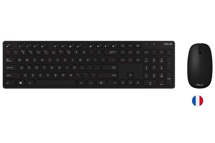 Asus W5000 Fransızca Kablsouz Klavye-Mouse Set Siyah (W5000-France-Syh)