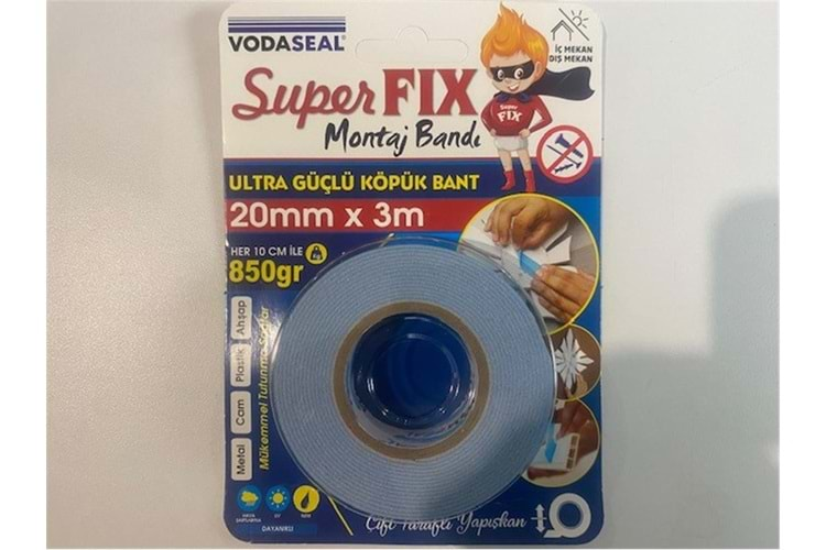 Vodaseal Super Fıx Köpük Bant 20mmX3m (Metal-Cam-Plastik-Ahşap)