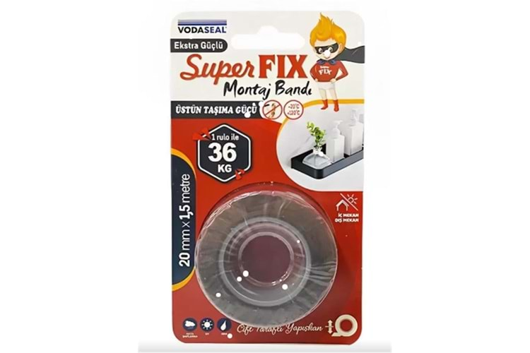 Vodaseal Super Fıx Montaj Bant (1 Rulo 36Kg) 20MMX1,5MM