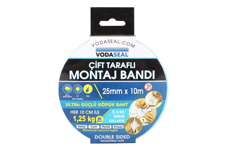 Vodaseal Çift Taraflı Montaj Bantı 25MMX10mt Ultra Köpük Bant