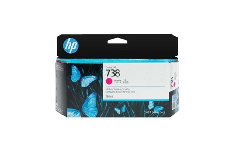 HP 738 Magenta Kırmızı 130ML Plotter Kartuşu 498N6A