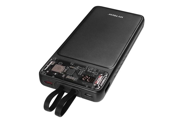 Hytech H120 10000mAh HSC22.5W PD20W+QC3.0 18W Siyah LCD Şeffaf Taşınabilir Pil Şarj Cihazı Powerbank