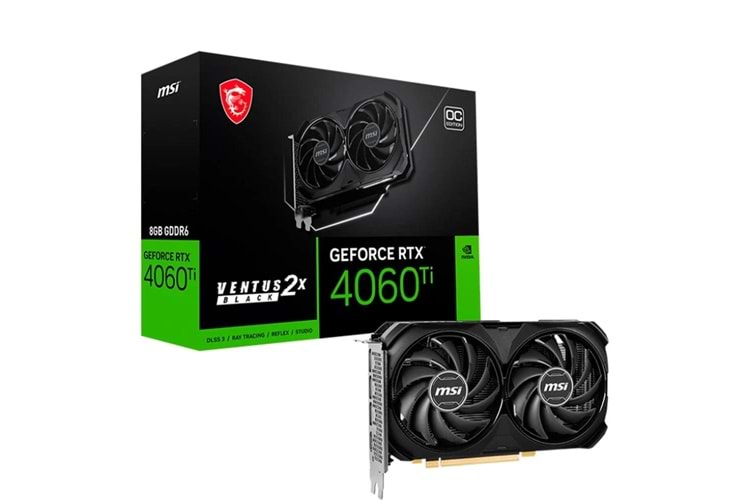 Msi GeForce RTX4060Ti VENTUS 2X BLACK 8GB OC GDDR6 128 Bit DLSS 3 Ekran Kartı