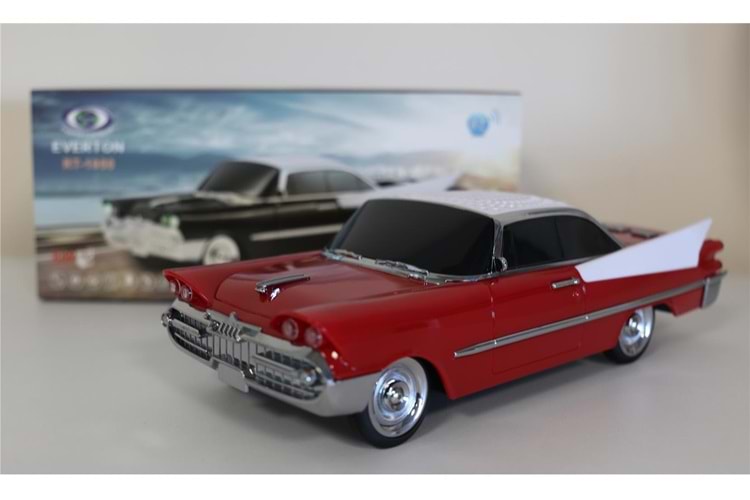 EVERTON RT-1954 Kırmızı Arabalı Bluetooth Fm-Usb-Tf-Aux Şarjlı Nostaljik Radyo
