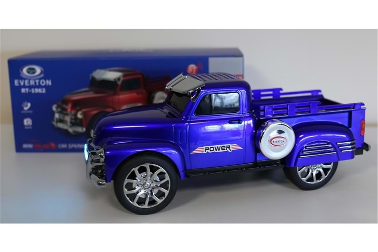 EVERTON RT-1962 Mavi (Blue) Arabalı Bluetooth Fm-Usb-Tf-Aux Şarjlı Nostaljik Radyo