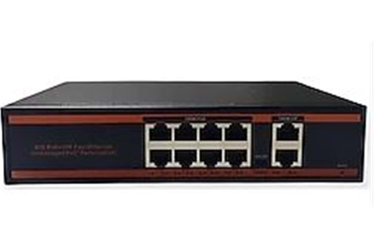 Nova HIF0820GBL-C 8 Port Poe+ 10-100 Mbps 2 Port 10-100-1000 Mbps Uplink Switch