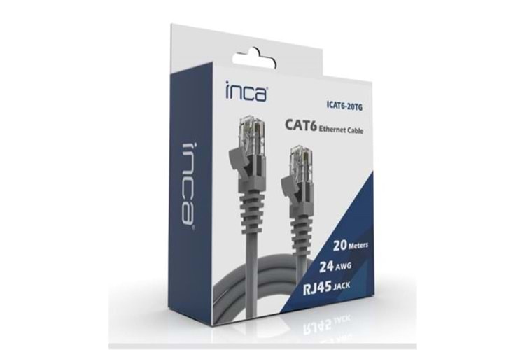 INCA ICAT6-01TG Cat6 1 Metre Gri Kablo