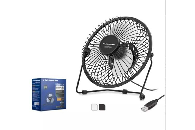 HADRON HDX7252 VANTİLATÖR USB METAL18CM SİYAH - BEYAZ