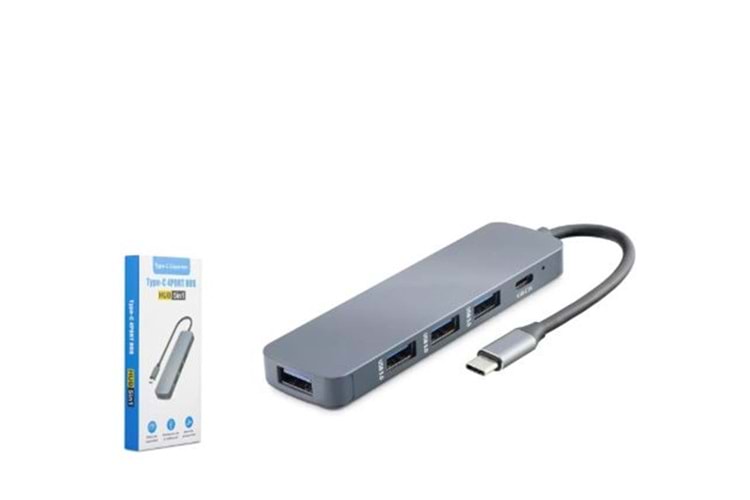 HADRON HDX7044 TYPE-C HUB 4-USB3.0 + DC SV GRİ