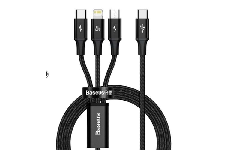 Baseus CAMLT-SC01 20W 1,5m Rapid 3in1 Şarj Kablosu Siyah