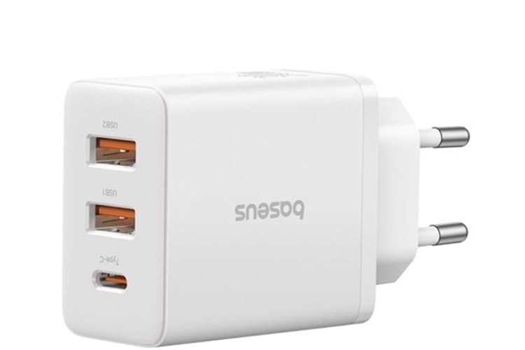BASEUS P10111402213-00 Cube Hızlı 2 USB-A + Type-C 30W Şarj Cihazı Beyaz