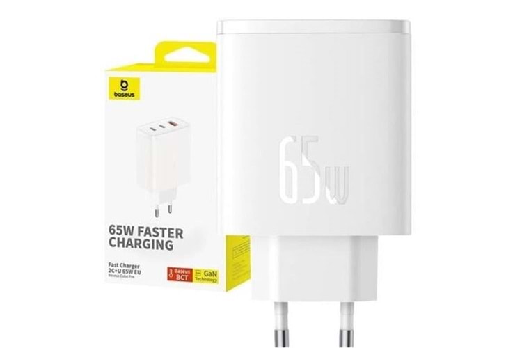 BASEUS P10152301213-00 Cube Pro 2C+U 65W Şarj Cihazı Beyaz