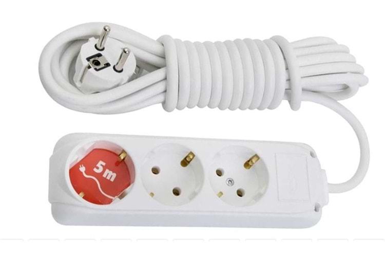 Almera 3lü 5mt Topraklı Kordonlu Priz