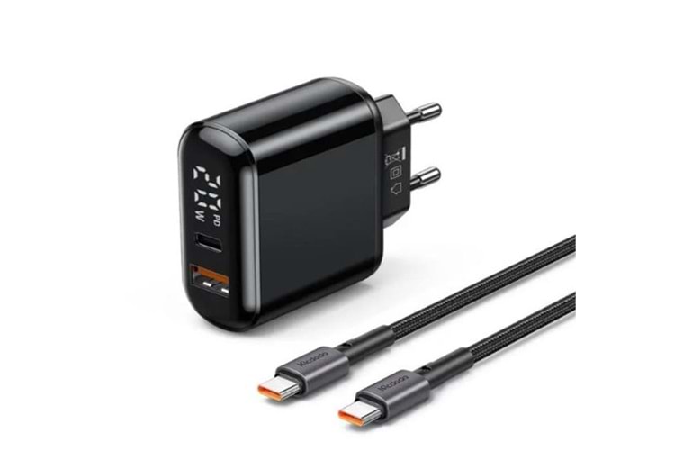MCDODO CH-7172 PD3 20W 1 USB 1 TYPE-C GİRİŞLİ ŞARJ ADAPTÖRÜ USB-C TO USB-C -SİYAH