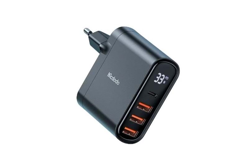 MCDODO CH-2250 33W 1xTYPE-C 3xUSB Girişli Dijital Göstergeli Şarj Adaptörü - Siyah