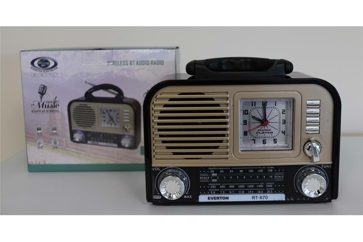 Everton RT-670 Bluetooth Usb-Micro Sd Saatli Nostaljik Radyo