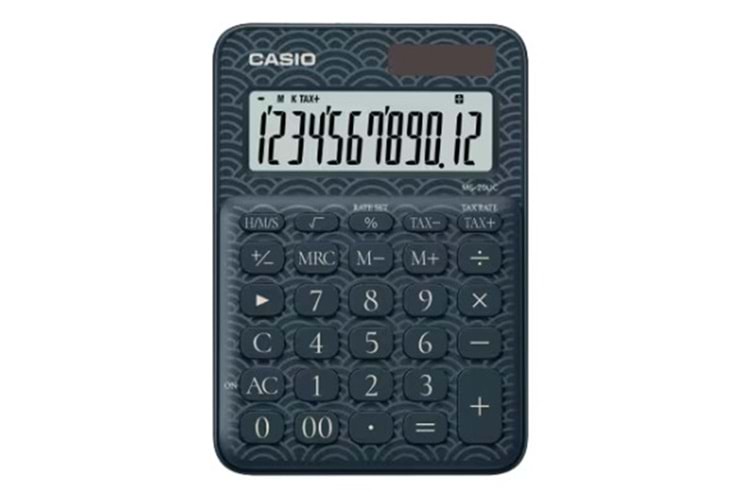 Casio MS-20UC-JBU 12 Hane Lacivert Desenli Masa Üstü Hesap Makinesi