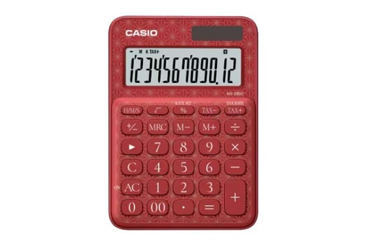 Casio MS-20UC-JRD 12 Hane Kırmızı Desenli Masa Üstü Hesap Makinesi