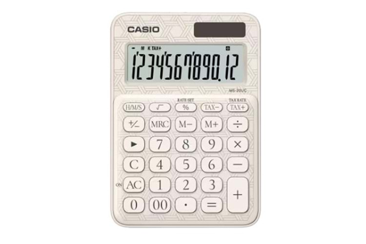 Casio MS-20UC-JWE 12 Hane Beyaz Desenli Masa Üstü Hesap Makinesi