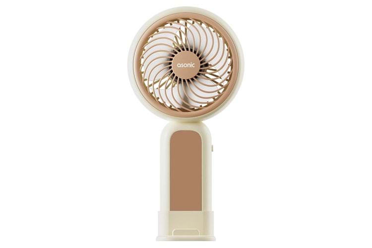 Asonic AFN21 Krem 250mAh Dahili Pil Elde Taşınabilir Masaüstü Usb Fan Şarjlı Type-c Şarj