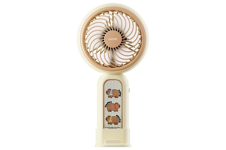 Asonic AFN20 Krem 250mAh Dahili Pil Elde Taşınabilir Masaüstü Usb Fan Şarjlı Type-c Şarj