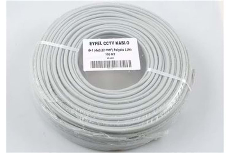 Eyfel EF-C400 4+1 2x0.22 (14x0.18 CCA) Folyolu 100M CCTV Kablo
