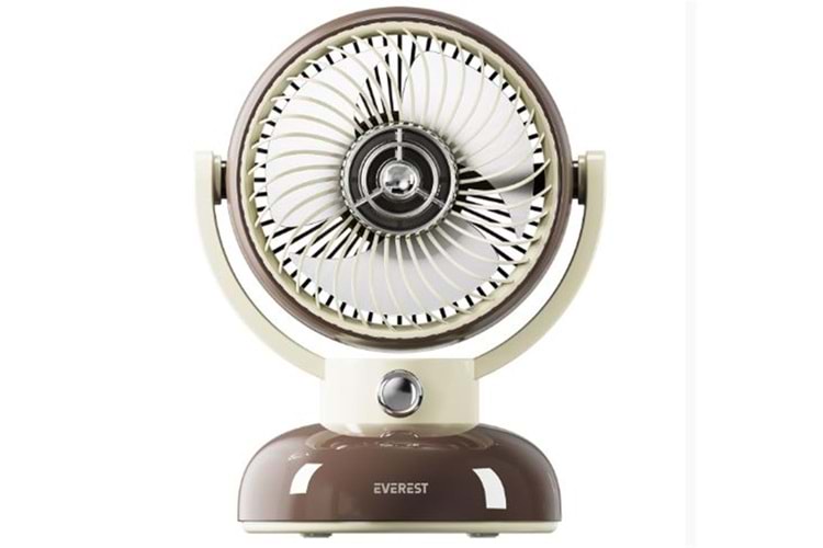 Everest EFN12 Kahve 1200mAh 3 Hız Kademe Led Işıklı Retro Masaüstü Usb Fan