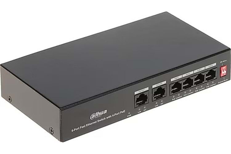 Dahua PFS3006-4ET-36 6 Port 10-100 (4 Poe + 2fe Uplınk Toplam 36W Poe)