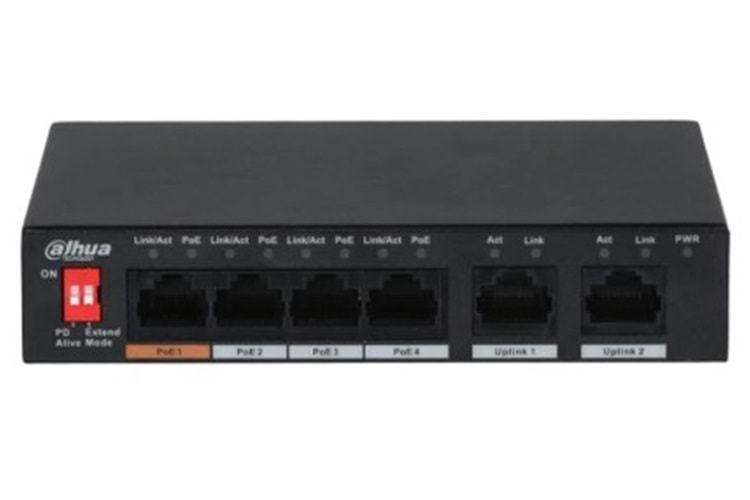 Dahua PFS3006-4ET-60 6 Port 10-100 (4 Poe + 2fe Uplınk Toplam 60W Poe)