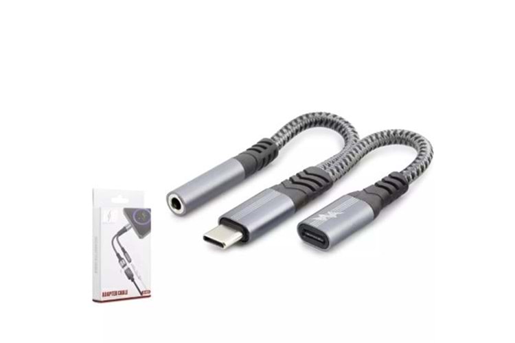 Hadron Gj-018 Type-C To 3.5Mm + Type-C F Kablo Car Şarj 100W Siyah