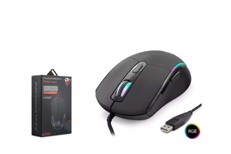 Hadron Destroyer G340 Rgb 6 Buttons Usb 6400 Dpı Oyuncu Mouse (1,40cm Kablo Uzunluğu)