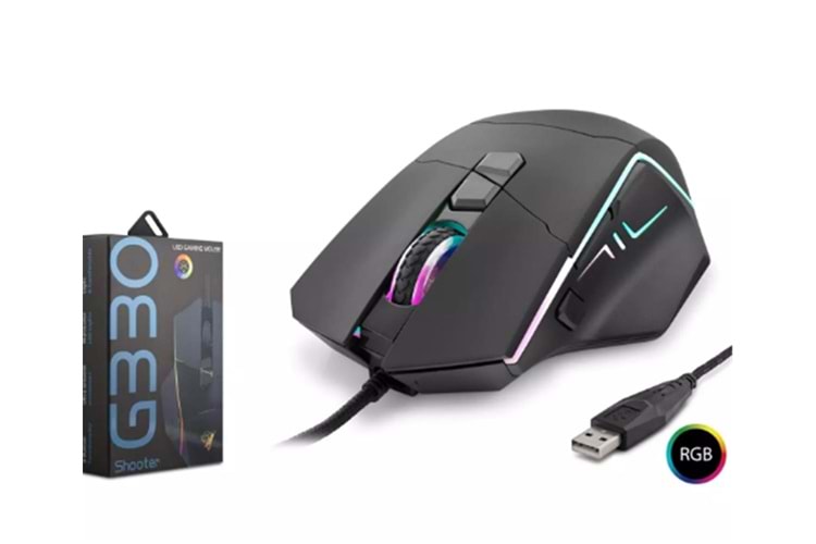 Hadron G330 Shooter 8 Buttons RGB 6400 DPI Usb Oyuncu Mouse (1,50cm Kablo Uzunluğu)