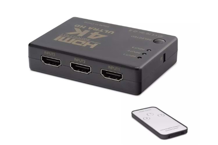 Hadron Hdx1308 3 port Hdmi Switch 3Giriş 1Çıkış 4K Kumandalı