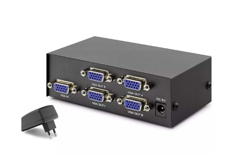 Hadron Hdx1278 4 Port Vga Splitter 200Mhz 1-In 4-Out Siyah